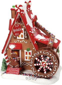 North Pole Village Collection Sprinkle Cookie Mill Animated Lit Building- Hand C