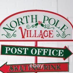 North Pole Village Directional Sign Stand Holiday Christmas Decor