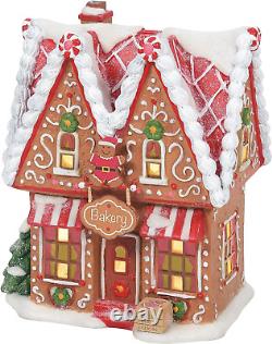 North Pole Village Gingerbread Bakery Lit Building, 6 Inch, Multicolor