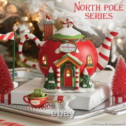 North Pole Village Peppermint Tea Shop Lit Building, 5.32 Inch, Multicolor