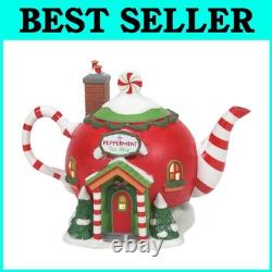 North Pole Village Peppermint Tea Shop Lit Building Handcrafted Holiday Charm