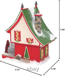 North Pole Village Sisal Tree Factory Lit Building, 7.76 Inch, Multicolor