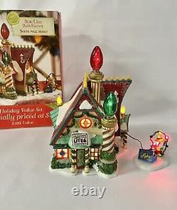 RARE DEPT 56 North Pole Series BRITE LITES BULB FACTORY Christmas Village House