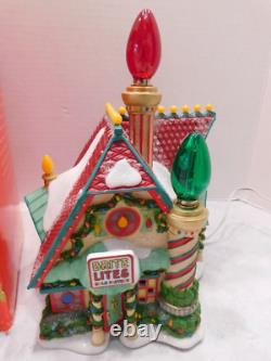 RARE DEPT 56 North Pole Series BRITE LITES BULB FACTORY Christmas Village House