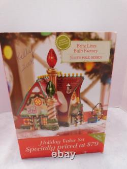 RARE DEPT 56 North Pole Series BRITE LITES BULB FACTORY Christmas Village House