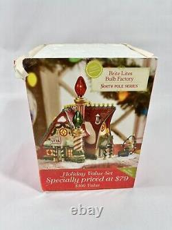 RARE DEPT 56 North Pole Series BRITE LITES BULB FACTORY Christmas Village House