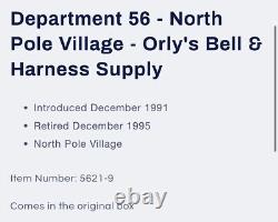 RARE RETIRED Dept 56 Orly's Bell & Harness Supply North Pole Series #5621-9