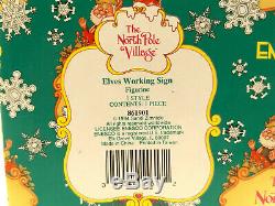 RARE Vtg Enesco THE NORTH POLE VILLAGE ELVES WORKING SIGN #861901 1994