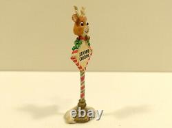 RARE Vtg Enesco THE NORTH POLE VILLAGE REINDEER CROSSING SIGN #869740 1994 NOS