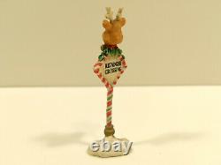 RARE Vtg Enesco THE NORTH POLE VILLAGE REINDEER CROSSING SIGN #869740 1994 NOS