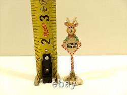 RARE Vtg Enesco THE NORTH POLE VILLAGE REINDEER CROSSING SIGN #869740 1994 NOS