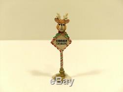 Rare 1994 Enesco The North Pole Village Reindeer Crossing Sign No Box #869740