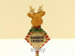 Rare 1994 Enesco The North Pole Village Reindeer Crossing Sign No Box #869740