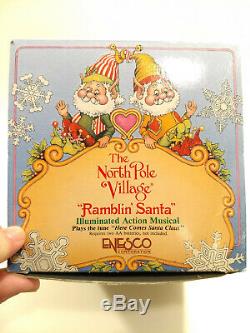 Rare ENESCO The North Pole Village RAMBLIN' SANTA Illuminated Action Musical