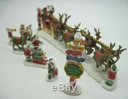 Rare Thomas Kinkade Hawthorne North Pole Village Collection Santa's Sleigh 6 Pc