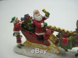 Rare Thomas Kinkade Hawthorne North Pole Village Collection Santa's Sleigh 6 Pc