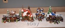 Set of 4 Dept 56, North Pole 15 Yrs Christmas Houses, Boxes, New Lights & Trees