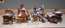 Set of 4 Dept 56, North Pole 15 Yrs Christmas Houses, Boxes, New Lights & Trees