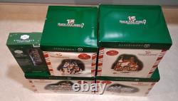 Set of 4 Dept 56, North Pole 15 Yrs Christmas Houses, Boxes, New Lights & Trees