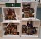 Set Of 4 Dept 56 North Pole Christmas Houses With Boxes, 3 Trees & New Lights