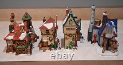 Set of 4 Dept 56 North Pole Christmas Houses with Boxes, 3 Trees & New Lights