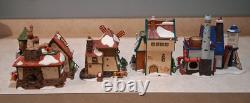 Set of 4 Dept 56 North Pole Christmas Houses with Boxes, 3 Trees & New Lights