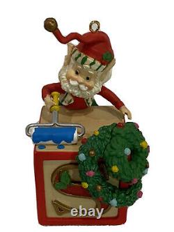 The North Pole Village Enesco Elf Painting Large Block Rare Christmas Ornament