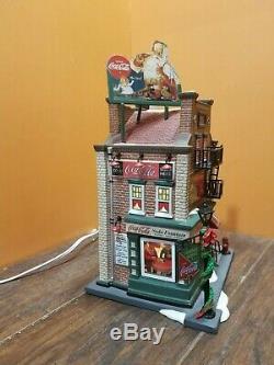 VIDEO! Dept 56 Coca Cola Soda Fountain Malt Shop Sliding Hill Christmas Village