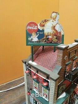 VIDEO! Dept 56 Coca Cola Soda Fountain Malt Shop Sliding Hill Christmas Village