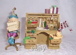 VTG 1992 Enesco The North Pole Village Elf Figurine DOODLES & Desk with Box 830445