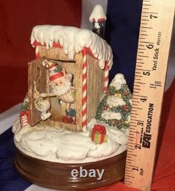 VTG Enesco North Pole Village Simon Outhouse Musical w Box Sandi Zimnicki 876879