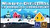 Winter Christmas Village 2d Cartoon Snowy North Pole Parallax Game Background